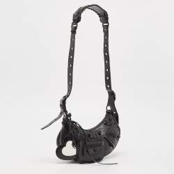 مملوكة مسبقًا Balenciaga Black Croc Embossed Leather XS Le Cagole Shoulder Bag