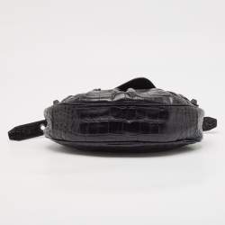 مملوكة مسبقًا Balenciaga Black Croc Embossed Leather XS Le Cagole Shoulder Bag