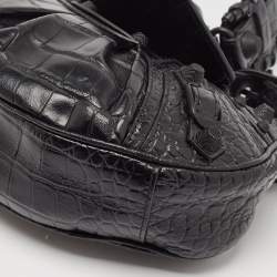 مملوكة مسبقًا Balenciaga Black Croc Embossed Leather XS Le Cagole Shoulder Bag