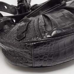 مملوكة مسبقًا Balenciaga Black Croc Embossed Leather XS Le Cagole Shoulder Bag