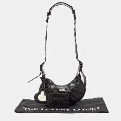 مملوكة مسبقًا Balenciaga Black Croc Embossed Leather XS Le Cagole Shoulder Bag