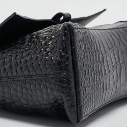 Pre Owned Balenciaga Black Croc Embossed Leather Small Soft Hourglass Shoulder Bag
