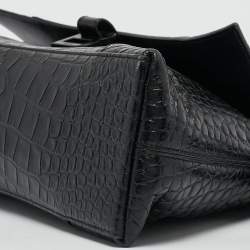 Pre Owned Balenciaga Black Croc Embossed Leather Small Soft Hourglass Shoulder Bag