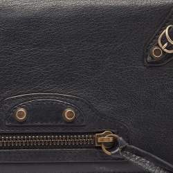 Pre Owned Balenciaga Dark Blue Leather Classic Continental Wallet