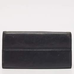 Pre Owned Balenciaga Dark Blue Leather Classic Continental Wallet