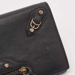 Pre Owned Balenciaga Dark Blue Leather Classic Continental Wallet