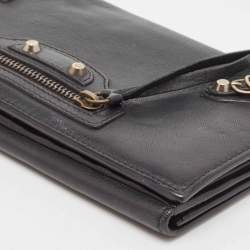 Pre Owned Balenciaga Dark Blue Leather Classic Continental Wallet