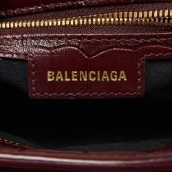 Pre Owned Balenciaga Dark Red Croc Embossed Leather XS Neo Cagole Bag