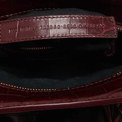 Pre Owned Balenciaga Dark Red Croc Embossed Leather XS Neo Cagole Bag