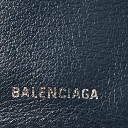 Pre Owned Balenciaga Blue Leather Mini Papier Wallet