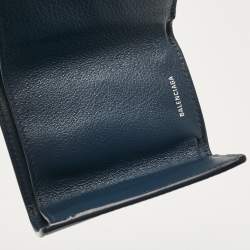 Pre Owned Balenciaga Blue Leather Mini Papier Wallet