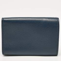 Pre Owned Balenciaga Blue Leather Mini Papier Wallet