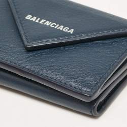 Pre Owned Balenciaga Blue Leather Mini Papier Wallet