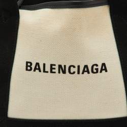 مملوكة مسبقًا Balenciaga Off White/Black Canvas and Leather Navy XS Cabas Tote