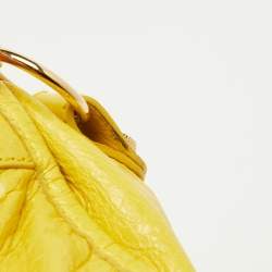Pre Owned Balenciaga Bright Yellow Leather GGH Motorcycle City Bag