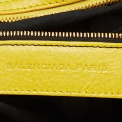 Pre Owned Balenciaga Bright Yellow Leather GGH Motorcycle City Bag