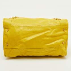 Pre Owned Balenciaga Bright Yellow Leather GGH Motorcycle City Bag
