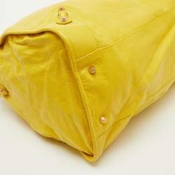 Pre Owned Balenciaga Bright Yellow Leather GGH Motorcycle City Bag