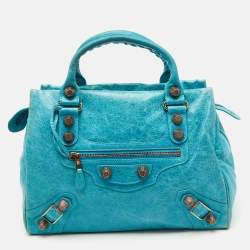 Balenciaga Sky Blue Leather Giant 21 Rose Gold Hardware RTT Bag