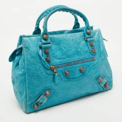Balenciaga Sky Blue Leather Giant 21 Rose Gold Hardware RTT Bag