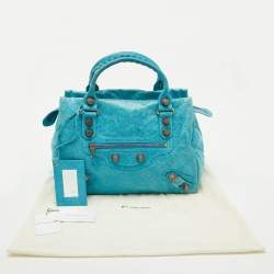 Balenciaga Sky Blue Leather Giant 21 Rose Gold Hardware RTT Bag