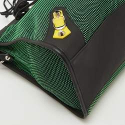 Pre Owned Balenciaga Green/Black Woven Fabric and Leather Classic City Bag
