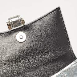 Pre Owned Balenciaga Silver Patent Leather Nano Hourglass Top Handle Bag