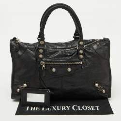 Pre Owned Balenciaga Black Leather SGH Work Tote