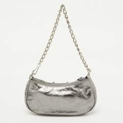 Pre Owned Balenciaga Silver Leather Mini Le Cagole Shoulder Bag