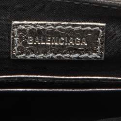 Pre Owned Balenciaga Silver Leather Mini Le Cagole Shoulder Bag