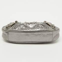 Pre Owned Balenciaga Silver Leather Mini Le Cagole Shoulder Bag