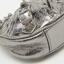 Pre Owned Balenciaga Silver Leather Mini Le Cagole Shoulder Bag