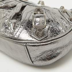 Pre Owned Balenciaga Silver Leather Mini Le Cagole Shoulder Bag