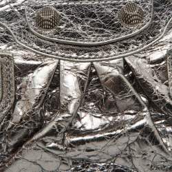 Pre Owned Balenciaga Silver Leather Mini Le Cagole Shoulder Bag