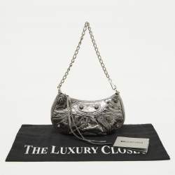 Pre Owned Balenciaga Silver Leather Mini Le Cagole Shoulder Bag