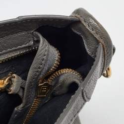 Pre Owned Balenciaga Grey Leather Small Metallic Edge Classic City Tote