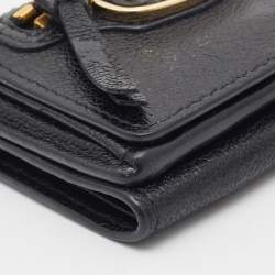 Pre Owned Balenciaga Black Leather Classic Metallic Edge Trifold Wallet