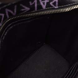 Pre Owned Balenciaga Black Graffiti Printed Leather Bazar Tote