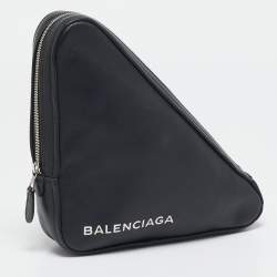 Balenciaga Black Leather Triangle Pouch