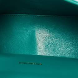 Pre Owned Balenciaga Green Croc Embossed Leather XS Hourglass Top Handle Bag