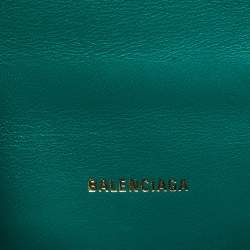 Pre Owned Balenciaga Green Croc Embossed Leather XS Hourglass Top Handle Bag