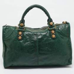 Pre Owned Balenciaga Green Leather GGH Work Tote