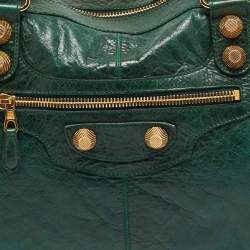 Pre Owned Balenciaga Green Leather GGH Work Tote