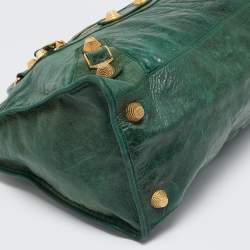 Pre Owned Balenciaga Green Leather GGH Work Tote