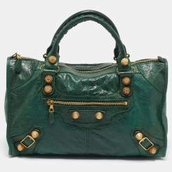 Pre Owned Balenciaga Green Leather GGH Work Tote