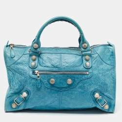Pre Owned Balenciaga Blue Leather SGH Giant Work Bag
