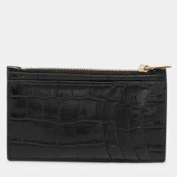 Balenciaga Black Croc Embossed Leather Hourglass Card Holder