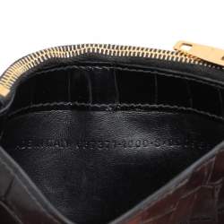 Balenciaga Black Croc Embossed Leather Hourglass Card Holder