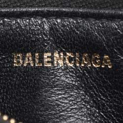 Balenciaga Black Croc Embossed Leather Hourglass Card Holder