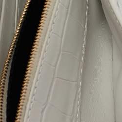 Balenciaga White Croc Embossed Leather Hourglass Wallet on Chain